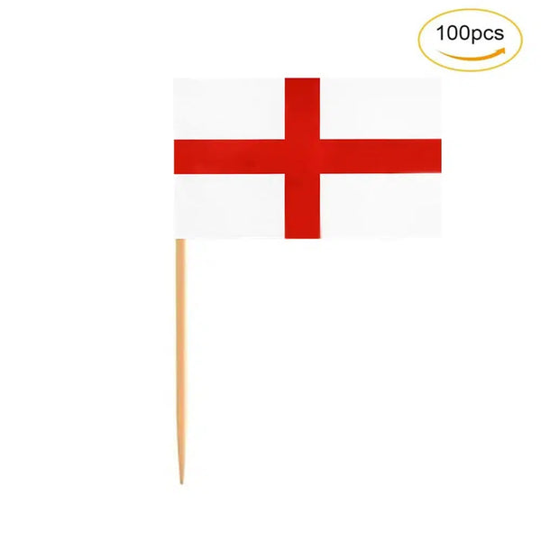 England Flag Toothpicks - Cupcake Toppers (100Pcs)