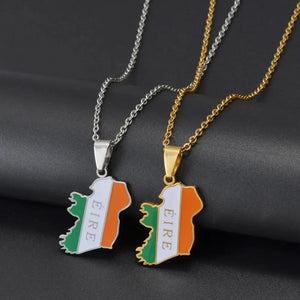 England Ireland Flag Map Necklaces