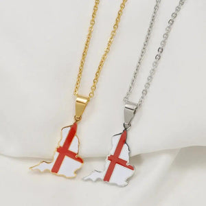 England Ireland Flag Map Necklaces