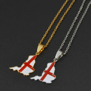 England Ireland Flag Map Necklaces