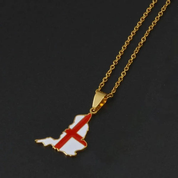 England Ireland Flag Map Necklaces