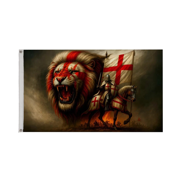 England Lion Flag with Knights Templar - 90x150cm(3x5ft) - 60x90cm(2x3ft)