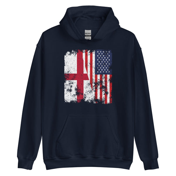 England USA Flag - Half American Hoodie