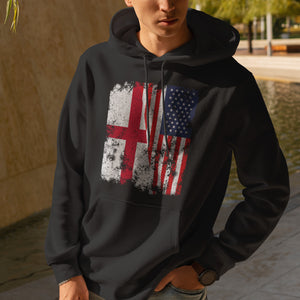 England USA Flag - Half American Hoodie