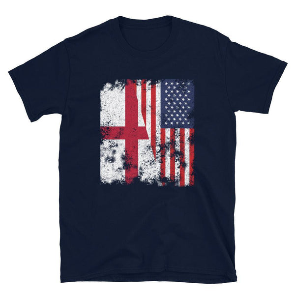 England USA Flag - Half American T-Shirt