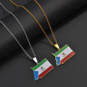 Equatorial Guinea Flag Map Necklace
