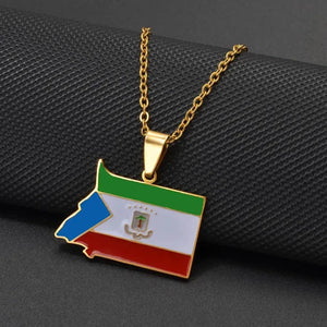 Equatorial Guinea Flag Map Necklace