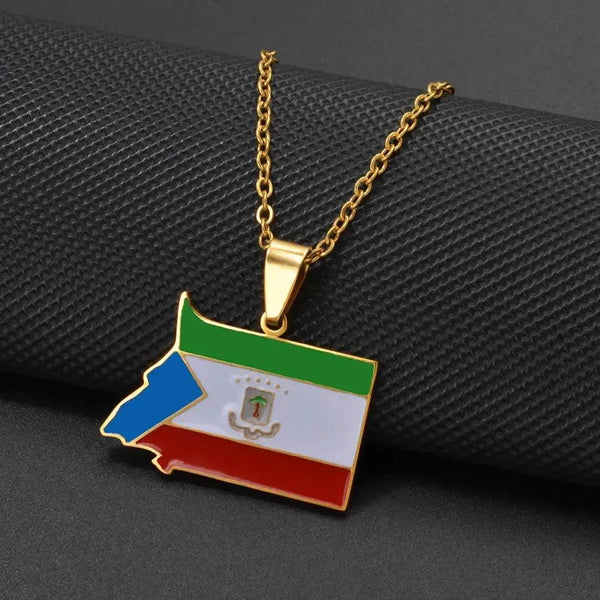 Equatorial Guinea Flag Map Necklace