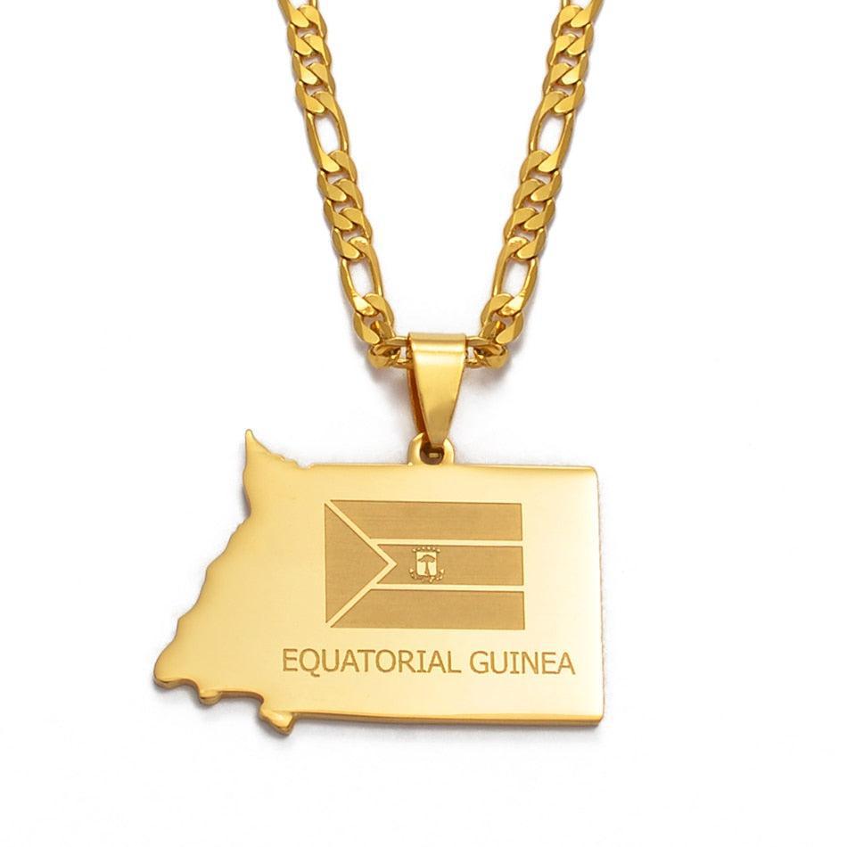 Equatorial Guinea Flag Map Necklace