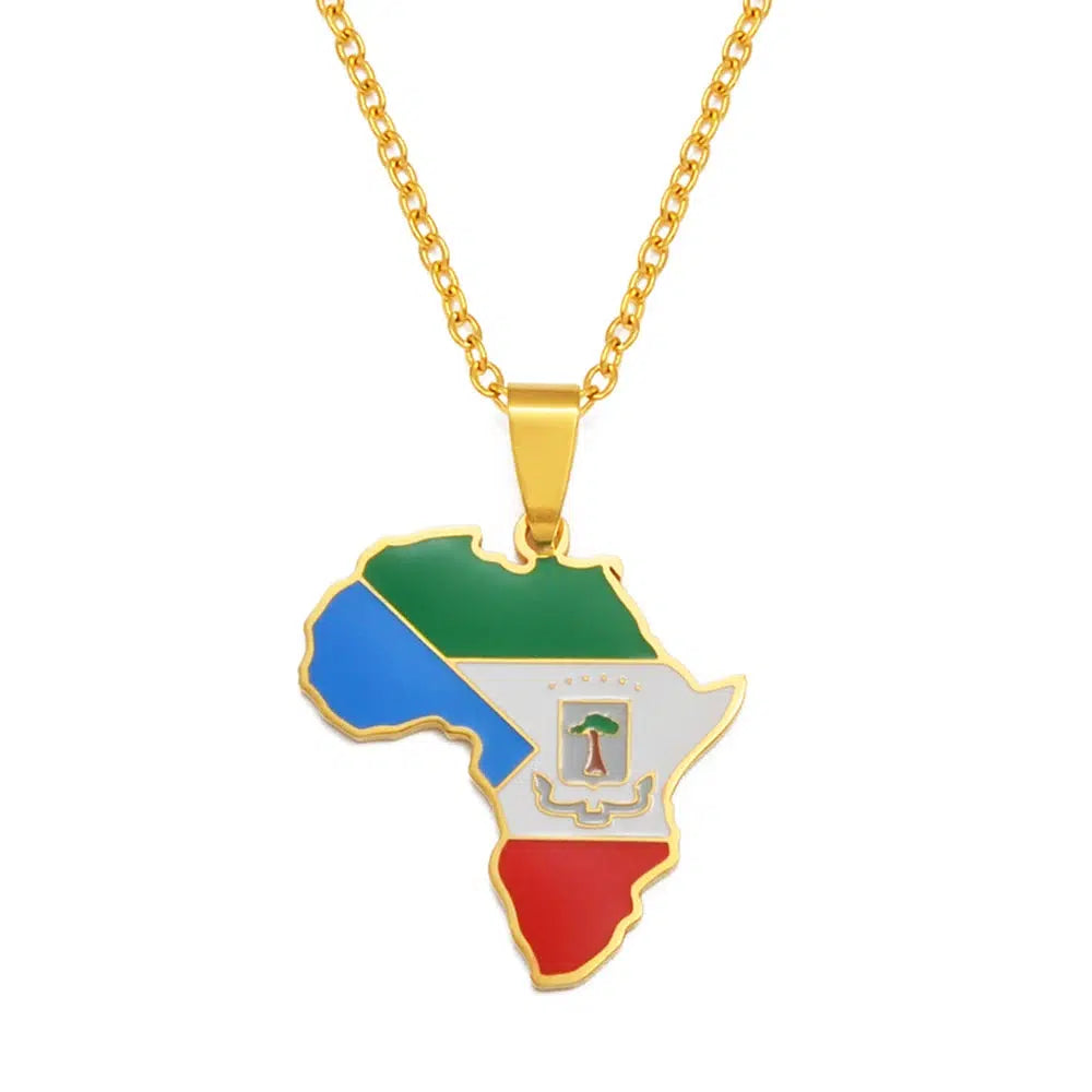 Equatorial Guinea Flag Map Necklace