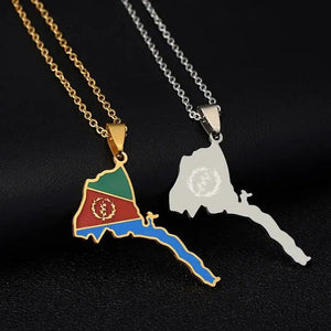 Eritrea Flag Map Necklace