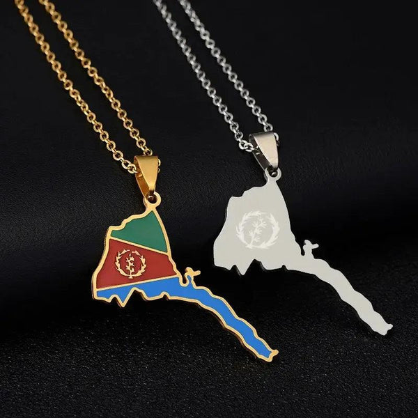 Eritrea Flag Map Necklace