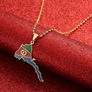 Eritrea Flag Map Necklace