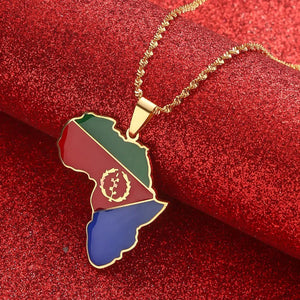 Eritrea Flag Map Necklace