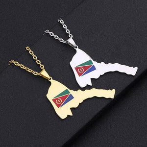 Eritrea Flag Map Necklace