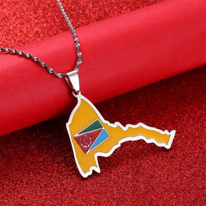 Eritrea Flag Map Necklace