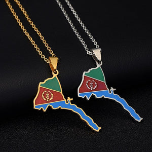 Eritrea Flag Map Necklace