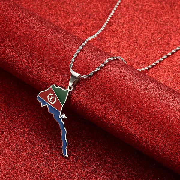 Eritrea Flag Map Necklace