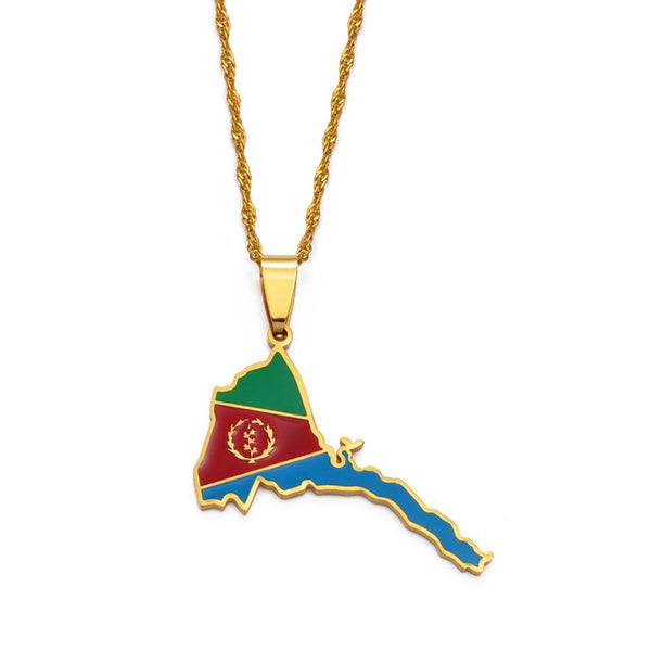 Eritrea Flag Map Necklace