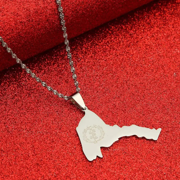 Eritrea Flag Map Necklace