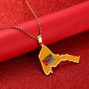 Eritrea Flag Map Necklace