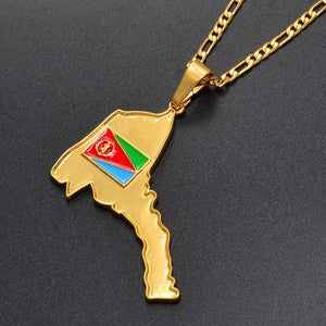 Eritrea Flag Map Necklace