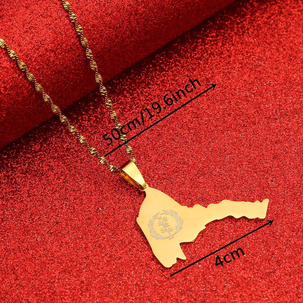 Eritrea Flag Map Necklace