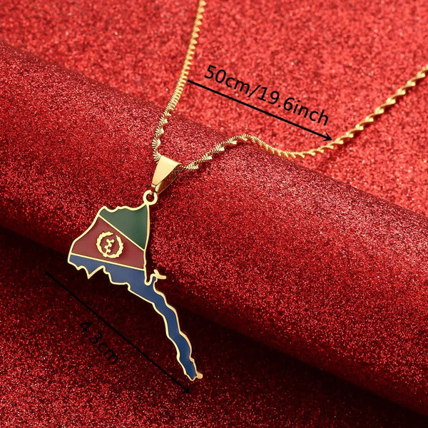 Eritrea Flag Map Necklace