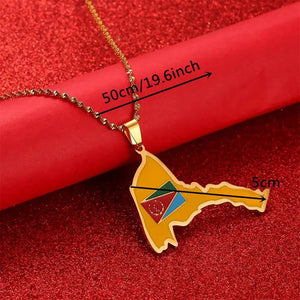 Eritrea Flag Map Necklace