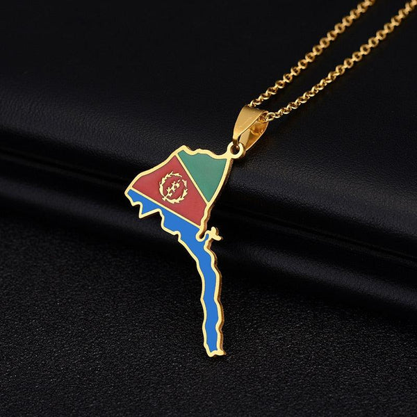 Eritrea Flag Map Necklace