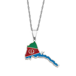 Eritrea Flag Map Necklace