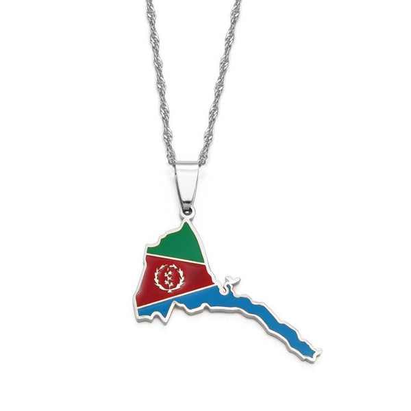 Eritrea Flag Map Necklace