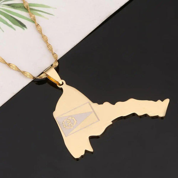 Eritrea Flag Map Necklace