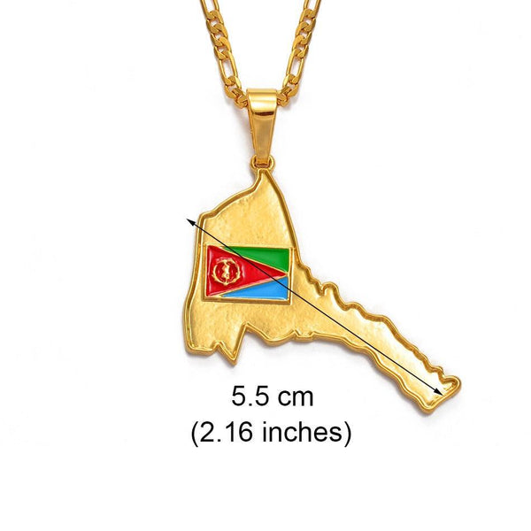 Eritrea Flag Map Necklace