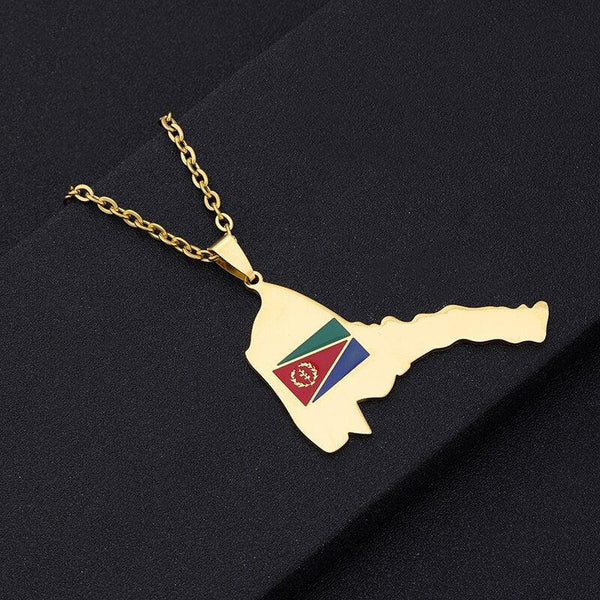 Eritrea Flag Map Necklace