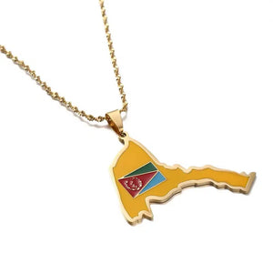 Eritrea Flag Map Necklace