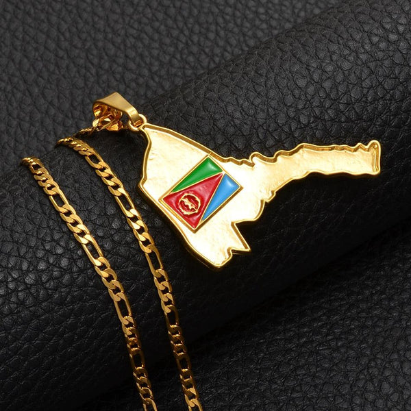 Eritrea Flag Map Necklace