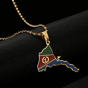 Eritrea Flag Map Necklace