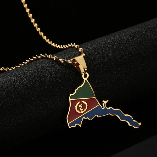 Eritrea Flag Map Necklace