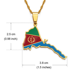 Eritrea Flag Map Necklace