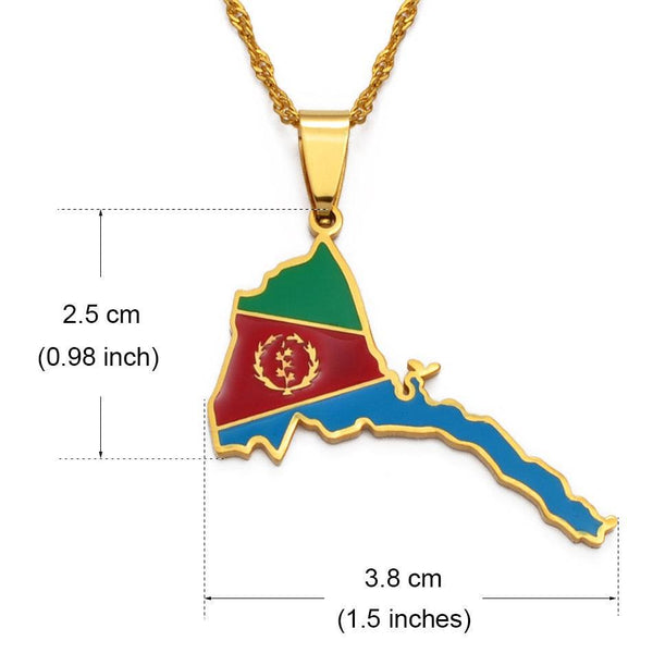 Eritrea Flag Map Necklace