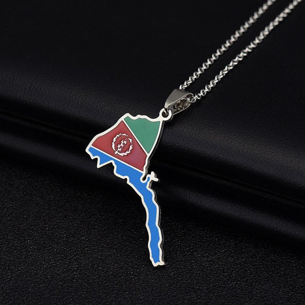 Eritrea Flag Map Necklace