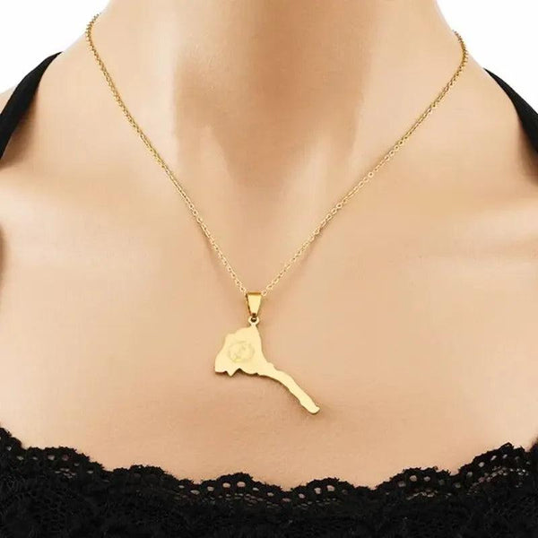 Eritrea Flag Map Necklace