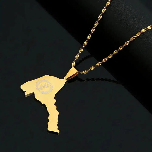 Eritrea Flag Map Necklace