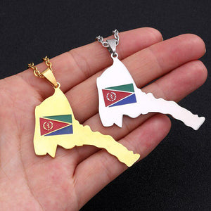 Eritrea Flag Map Necklace