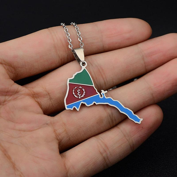 Eritrea Flag Map Necklace