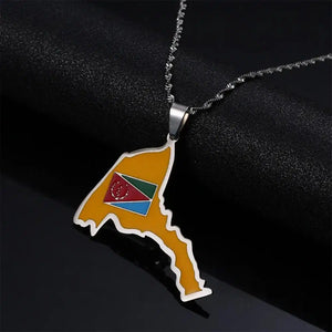 Eritrea Flag Map Necklace