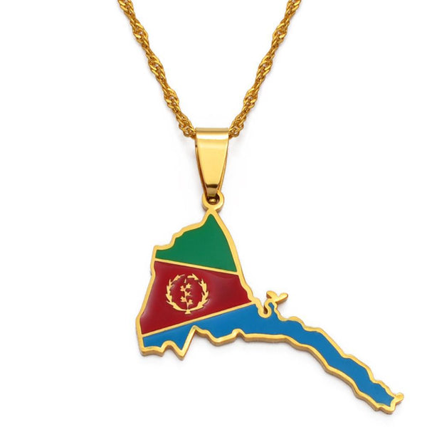 Eritrea Flag Map Necklace