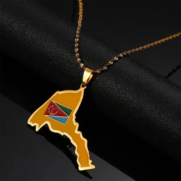 Eritrea Flag Map Necklace