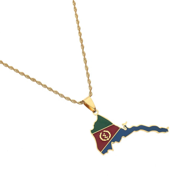 Eritrea Flag Map Necklace